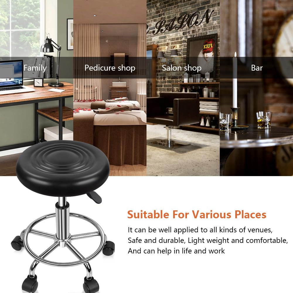 Amazon.com: KKTONER PU Leather Modern Round Rolling Stool with